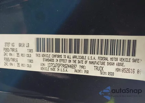 2010 Dodge Dakota Trx from USA, damaged, VIN 1D7CW7GP7AS244697